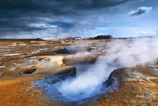 Hot springs such as this gave way to the collection and distribution of Geothermal energy through power plants.