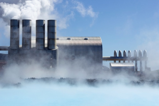 A typical geothermal power plant.