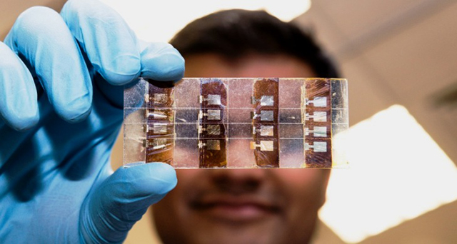 Perovskite solar cells are cheaper to produce and generate almost as much power traditional thin film solar cells.