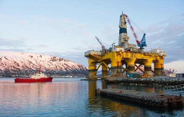 An oil drilling platform in Tromsø, Norway