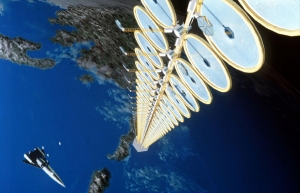 Imagine providing the earth or a moon base with harnessed solar power, or traveling in space without returning to earth for fuel. That’s the idea behind space-based solar power generators such as this SunTower. Depending upon size, two small panels on a tall tower could power a communications satellite, four panels might power a robotic interplanetary probe, six a manned spacecraft, while 20 panels might supply energy down to the earth or to a lunar base.