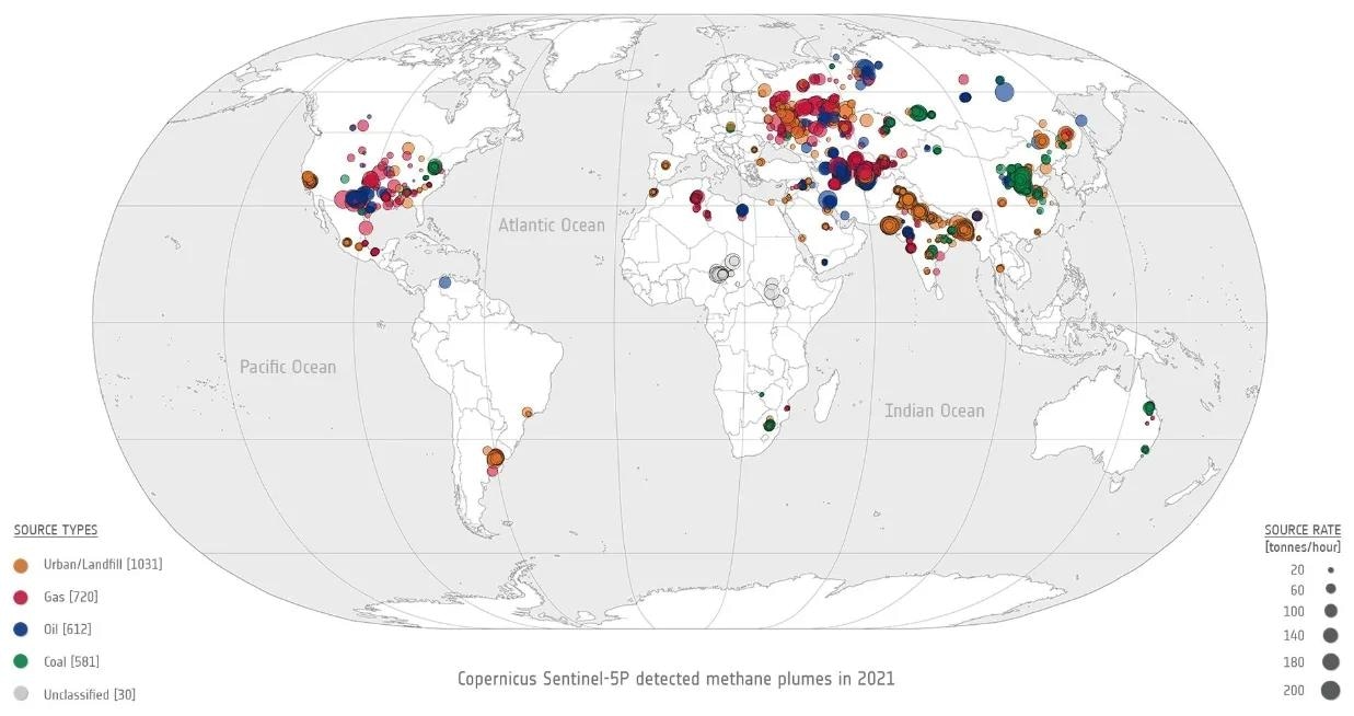Trio of Sentinel Satellites Map Methane Super-Emitters